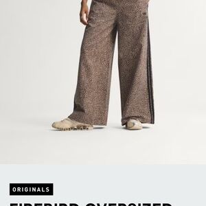 Adidas Originals Women's Brown Animal-Print Wide-Leg Pants